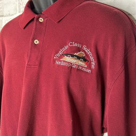IZOD Silk Wash Polo Northrop Grumman Burgundy Virginia Class Submarine Shirt XXL - Picture 3 of 5